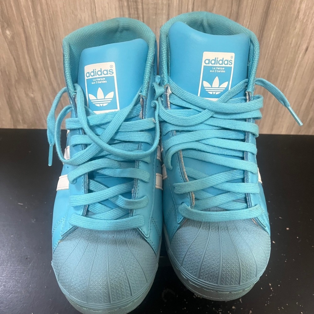 Adidas Pro Model Men Basketball Shoes Size 9 Baby Blue White Shell Toe Sneakers - Picture 9 of 11